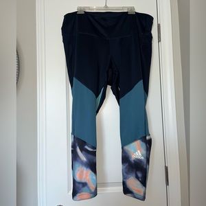 Adidas Plus Size 4x Black & Blue Athletic Leggings